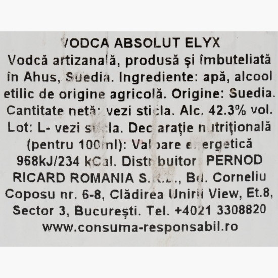 Vodcă Elyx 42.3% alc 0.7l