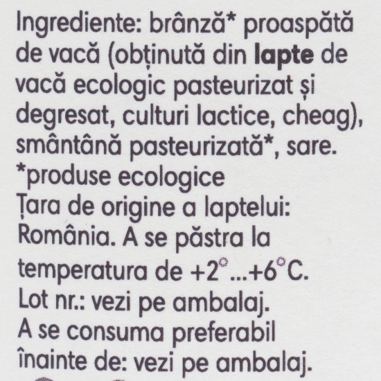 Brânză de vacă cu smântână, eco 175g
