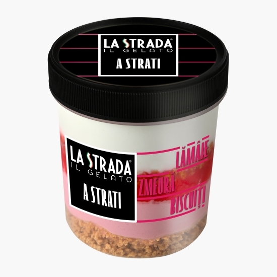 Înghețată cu zmeură, lămâie și biscuiți A Strati 473ml