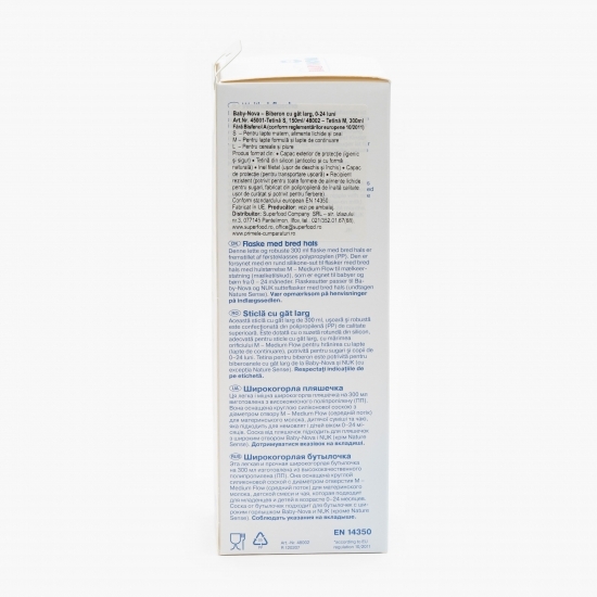 Biberon cu gât larg 0-24 luni 300ml