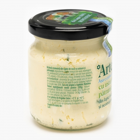 Brânză cremoasă din lapte de vacă cu usturoi și pătrunjel 200g