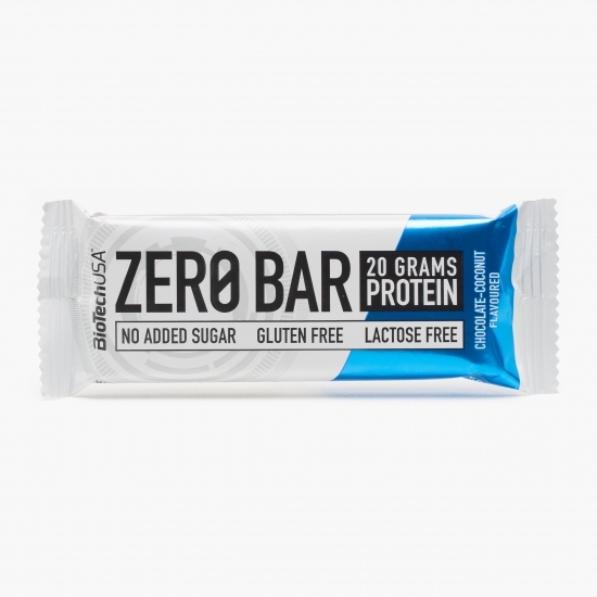 Baton proteic aromă ciocolată și cocos fără gluten și fără zahăr 50g 