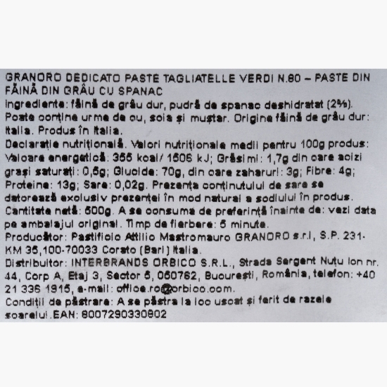 Paste Tagliatelle Verdi cuib cu spanac N.80 500g