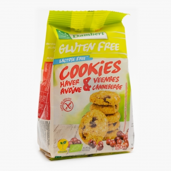 Biscuiți eco din ovăz cu merișoare fără gluten și fără lactoză 150g