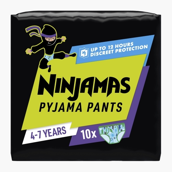Scutece-chiloțel de noapte, pentru băieței, Ninjamas, 4-7 ani, 17-30kg, 10 buc