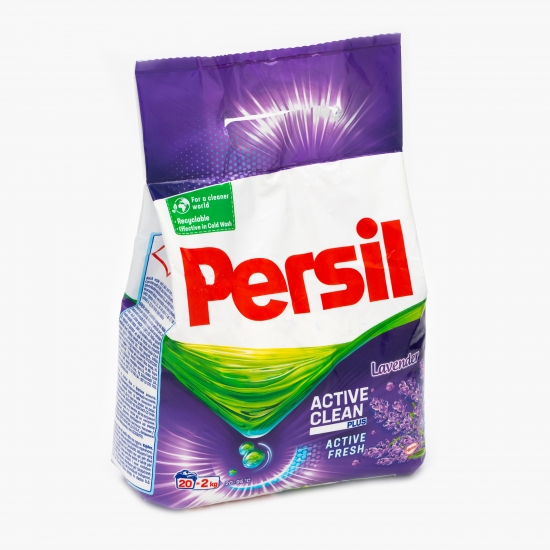 Detergent de rufe pudră automat, universal, Active Clean Plus, Active Fresh, Lavander, 20 spălări, 2kg