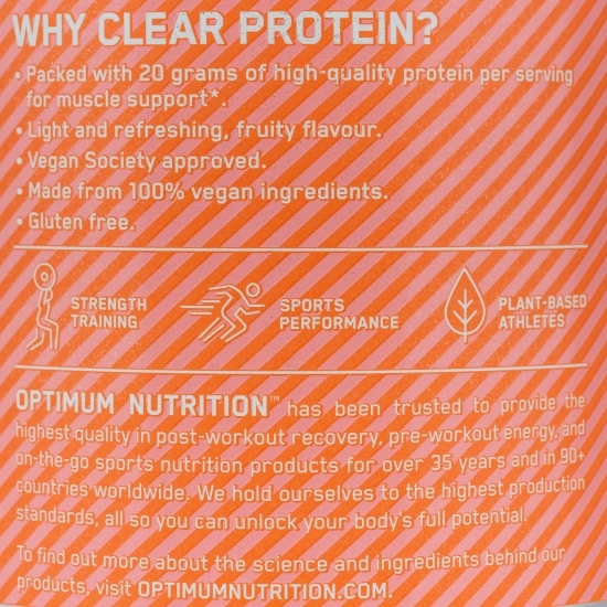 Proteine vegetale zero zahăr Gold Standard Clear Plant, aromă piersici, 280g 