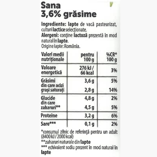 Sana 3.6% grăsime 330g