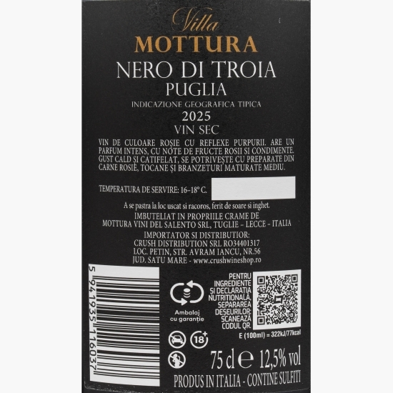 Vin roșu sec Nero Di Troia Puglia IGT, 12.5%, 750ml