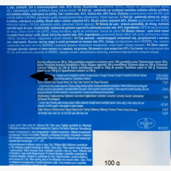 Brânză de oaie, felii 100g