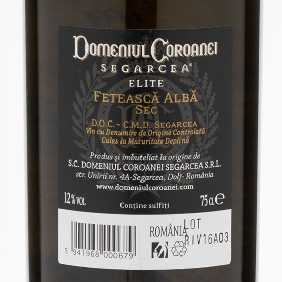 Vin alb sec Fetească Albă, 12%, 0.75l