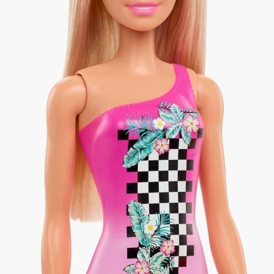Păpușă blondă cu costum de baie roz, 3+ ani