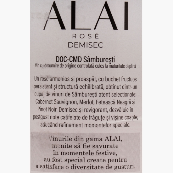 Vin rose demisec ALAI, 13.5%, 750ml