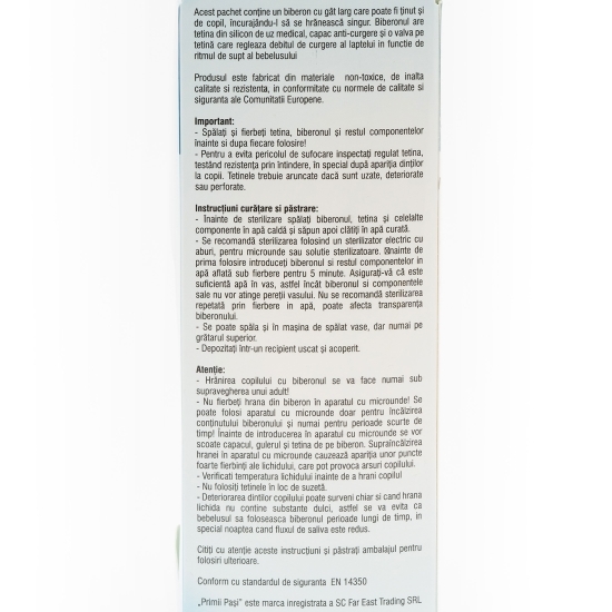 Biberon polipropilenă gât larg bleu, +0 luni, 250ml