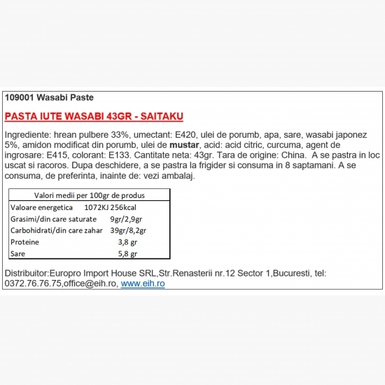 Pastă iute Wasabi 43g
