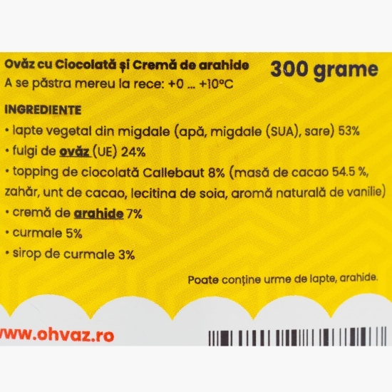 Budincă de ovăz cu ciocolată și cremă de arahide, fără zahăr adăugat 300g