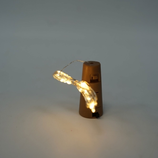 Instalație de Crăciun, liniară, 2m, baterii, 20 LED-uri, fir cupru