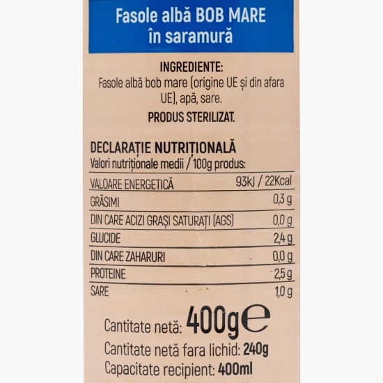 Fasole albă bob mare în saramură 400g