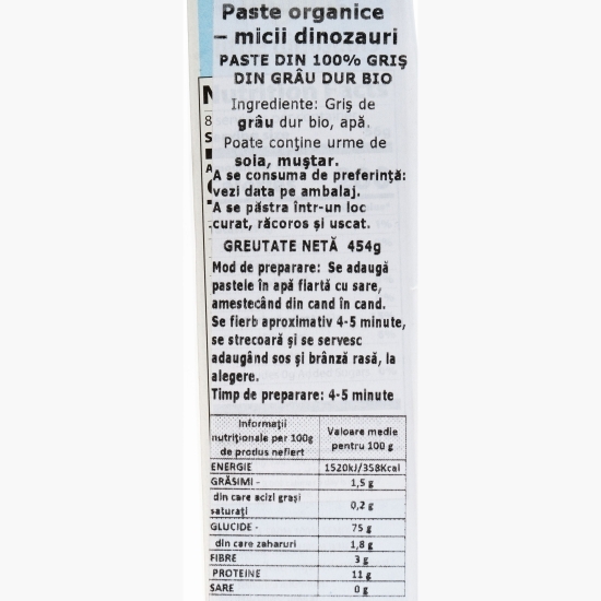 Paste organice pentru copii Micii dinozauri 454g