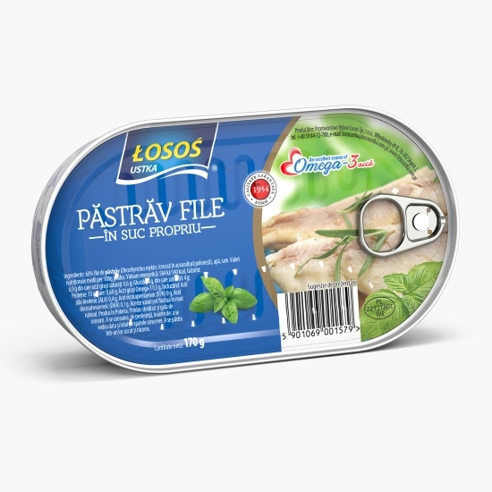 Păstrăv file în suc propriu 170g