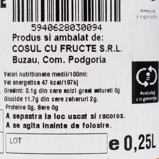 Suc natural de mere 0.25l