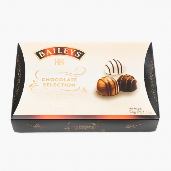 Selecție de bomboane de ciocolată cu lapte, ciocolată albă și ciocolată neagră cu lichior Bailey's 94g