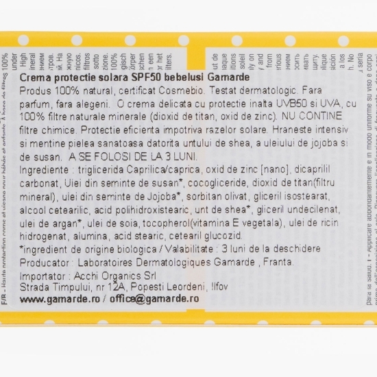 Cremă protecție solară SPF50 bebeluși 40ml