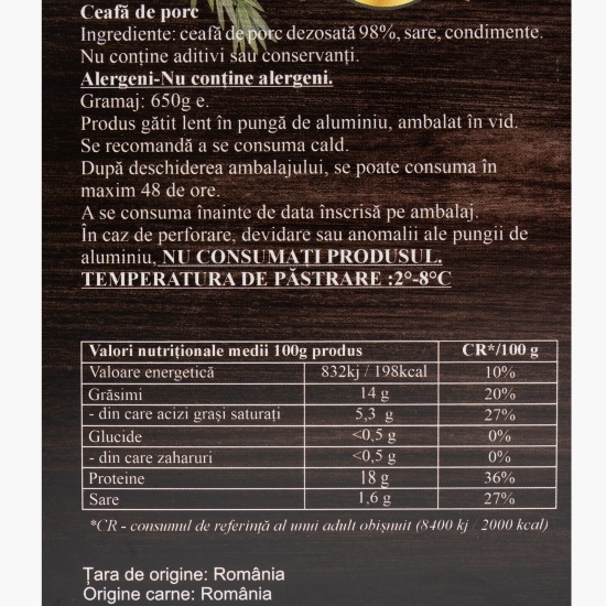 Ceafă de porc gătită lent 650g