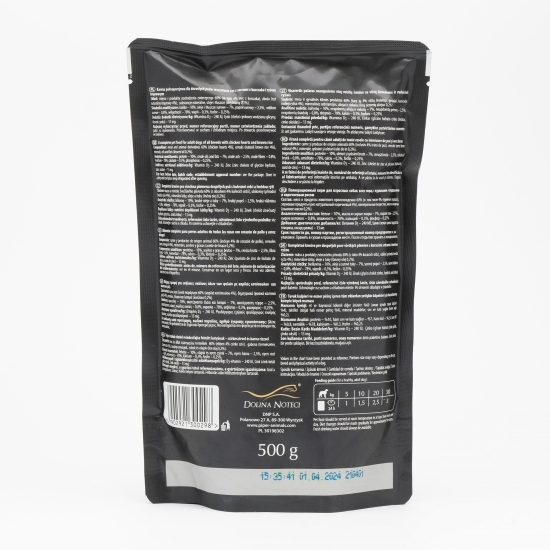 Hrană umedă pentru câini, 500g, cu inimi de pui și orez brun