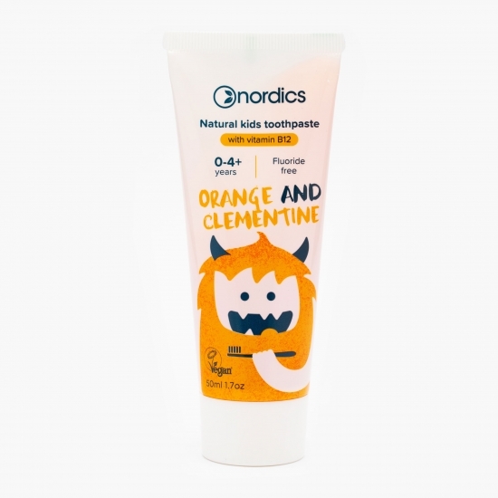 Pastă de dinți naturală pentru copii fără fluor cu portocale și clementine, 0-4 ani, 50ml