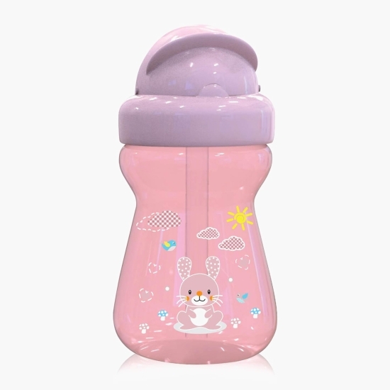 Biberon sport Animals cu pai moale și flexibil, 6 luni+, 325 ml, Blush Pink