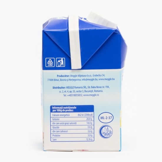 Smântână lichidă UHT pentru gătit 20% grăsime 0.5l