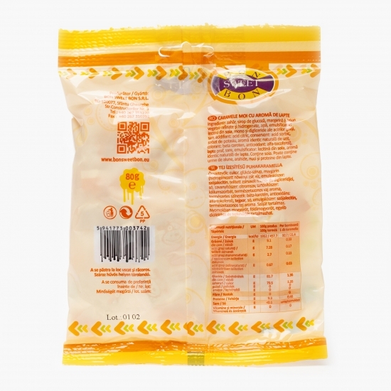 Caramele moi cu aromă de lapte 80g