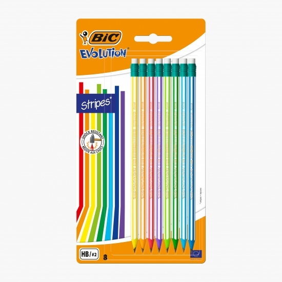 Set 8 creioane grafit Evolution Stripes 646 cu radieră