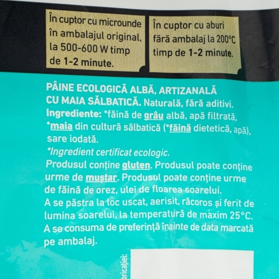 Pâine ecologică albă, artizanală cu maia sălbatică 400g