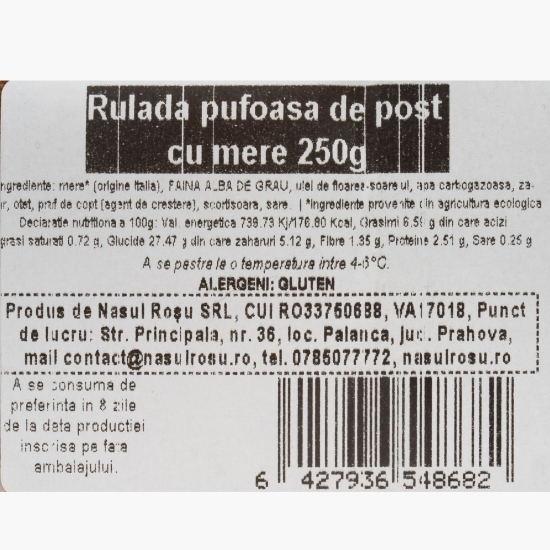 Ruladă pufoasă cu mere, de post 250g