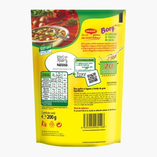 Borș pudră cu legume și tărâțe de grâu 200g