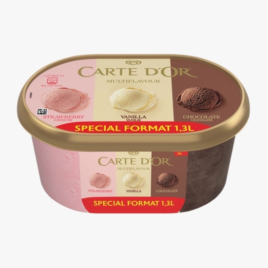 Înghețată de căpșuni, vanilie, ciocolată 1.3l