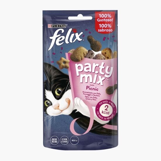 Recompensă pentru pisici Party Mix Picnic, 60g, cu pui, brânză și curcan