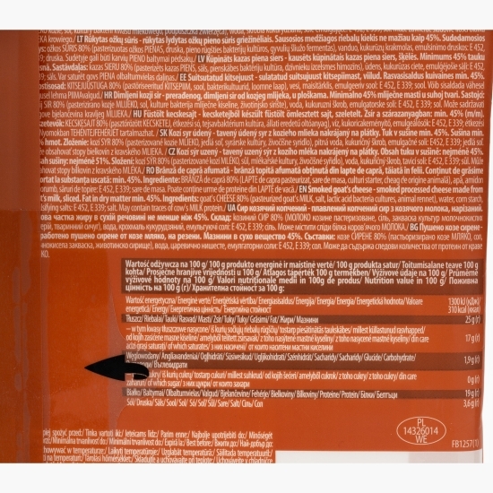 Brânză afumată de capră, felii 100g