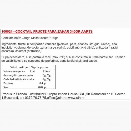 Cocktail fructe fără zahăr 340g