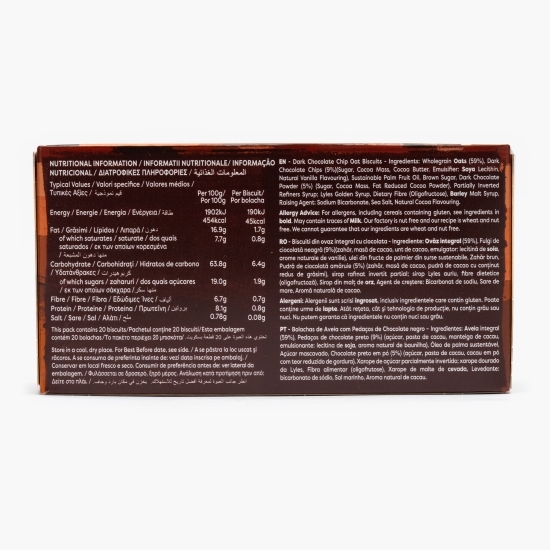 Biscuiți din ovăz integral cu ciocolată 200g
