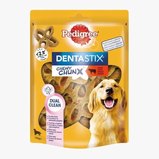 Recompense pentru câini de talie medie și mare, 68g, DentaStix Chewy Chunx cu aromă vită