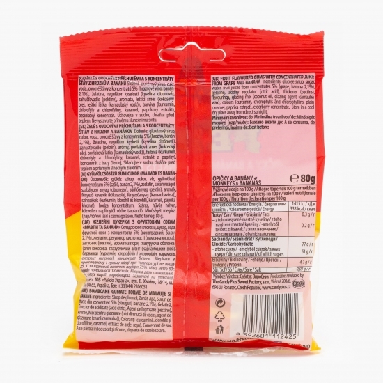 Jeleuri gumate în formă de maimuțe și banane 80g