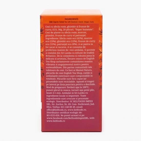 Ceai eco sfeclă roșie, ghimbir și frunze curry 30g