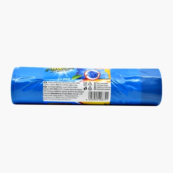 Saci menajeri Max Power cu șnur, 35l, 15 buc