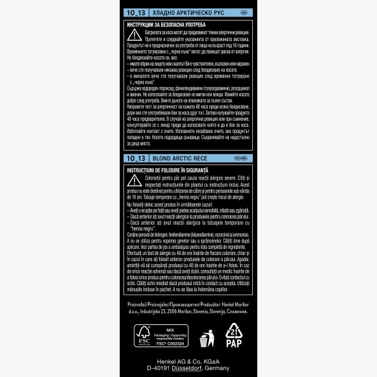 Vopsea de păr permanentă Cool and Ashy, 10-13 blond arctic rece, 115ml