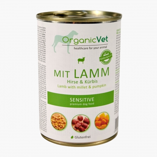 Hrană umedă pentru câini Sensitive, 400g, miel, dovleac și mei 