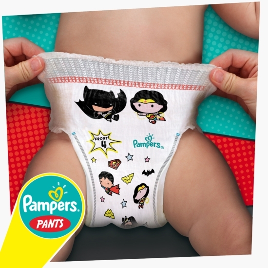 Scutece chiloțel Pants cu supereroii DC, mărimea 4, 9-15kg, 72 buc