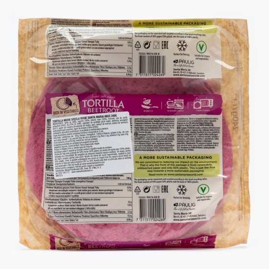 Tortilla medie sfeclă roșie, 6 buc, 240g